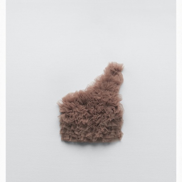 Zara asymmetric tulle knit top - Picture 2 of 2